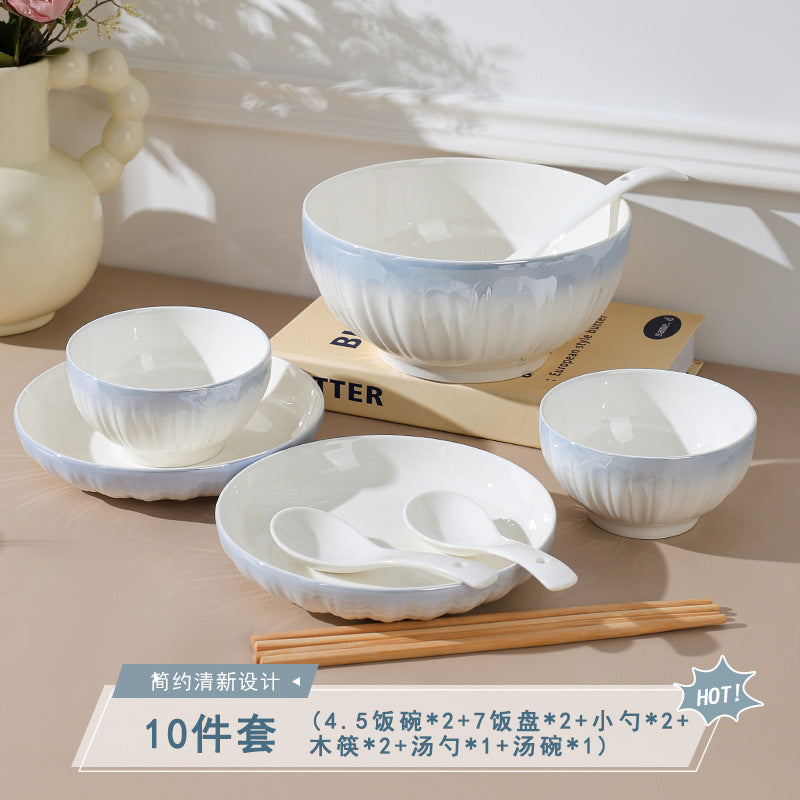 洛可可高颜值餐盘陶瓷盘子家用碗碟套装高级感高温烤花碟子菜盘