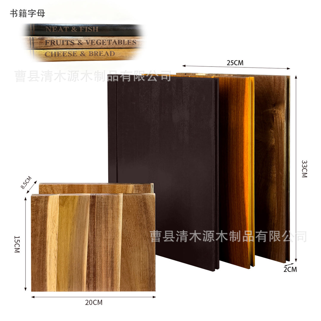 实木砧板三件套书籍造型装饰厨房餐盘切菜板创意熟食芝牛排托盘