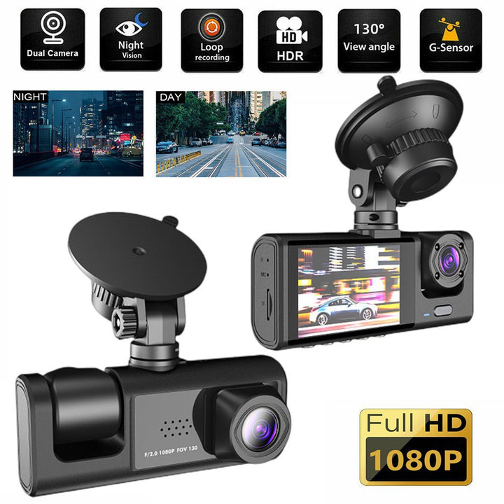 HD Rear View 3-Lens Car Dash Cam – Phone Connected Vehicle Recorder