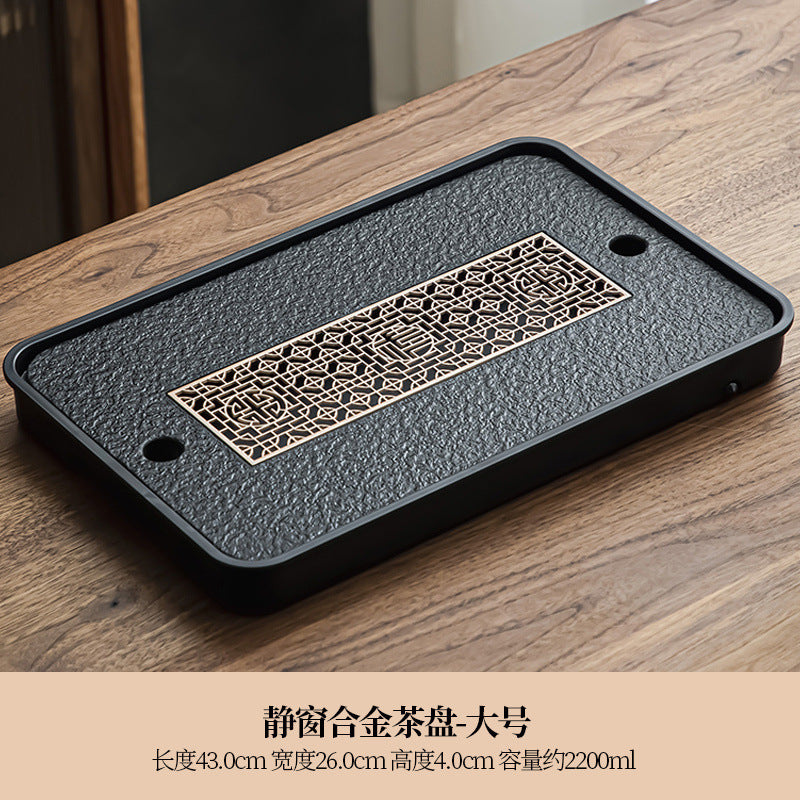 A类仿乌金石方形蓄水茶盘套装防霉家用办公茶台沥水茶具排水托盘