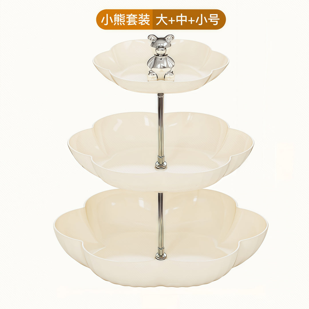 花型多层果盘小熊套装家用塑料PP糖果盘干果盘水果盘零食坚果甜品