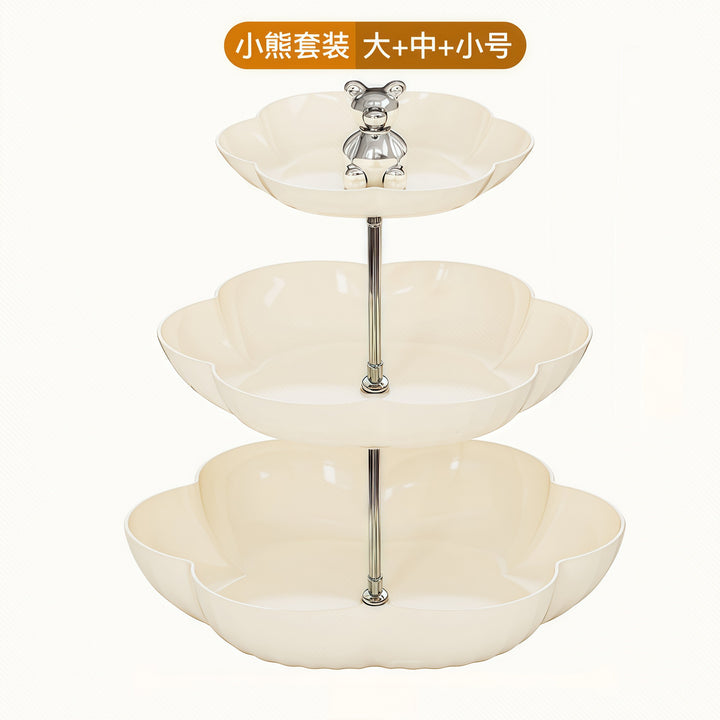 花型多层果盘小熊套装家用塑料PP糖果盘干果盘水果盘零食坚果甜品