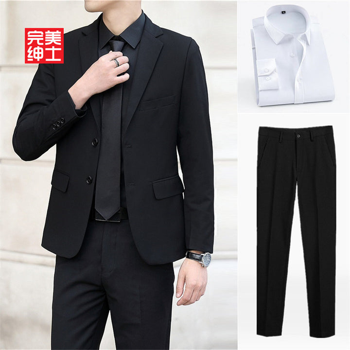 春秋季青年商务西服套装男士西装西裤三件套婚庆礼服新郎伴郎团体