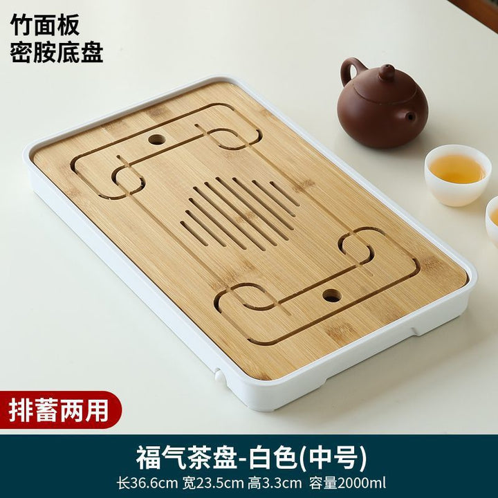 家用简约功夫茶具茶盘套装长方形储水日式密胺竹制小茶台沥水托盘
