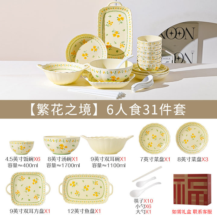 Ceramic Bowl & Plate Set Home Small Souvenir Gift Tableware Set New Housewarming Gift Giving Wholesale