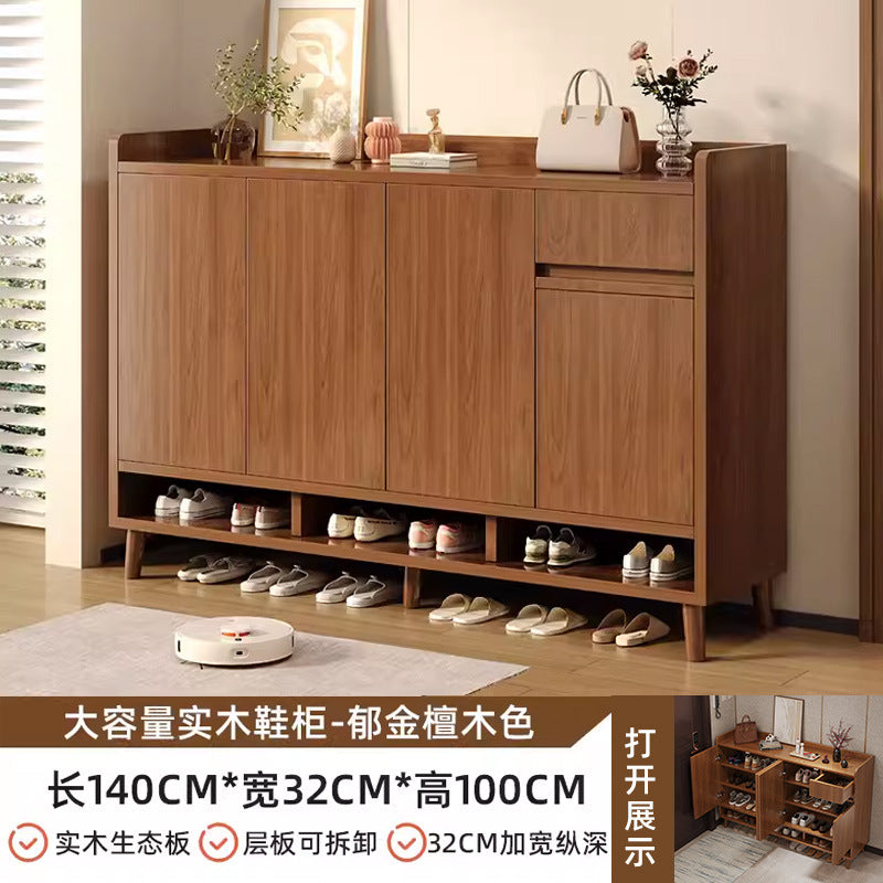 大容量实木色鞋柜门口家用入户楼道外玄关柜一体收纳储物新款鞋架