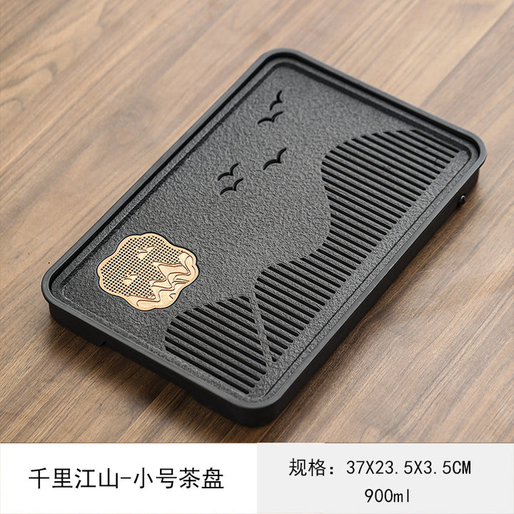 2024新款乌金磁石茶盘家用简约长方形茶具托盘功夫茶具套装干泡台