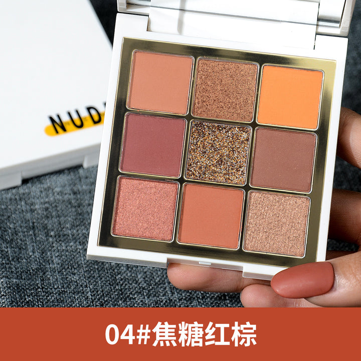 nnuedwe鹿德 九色眼影盘大地色珠光哑光平价小众品牌彩妆ins眼影