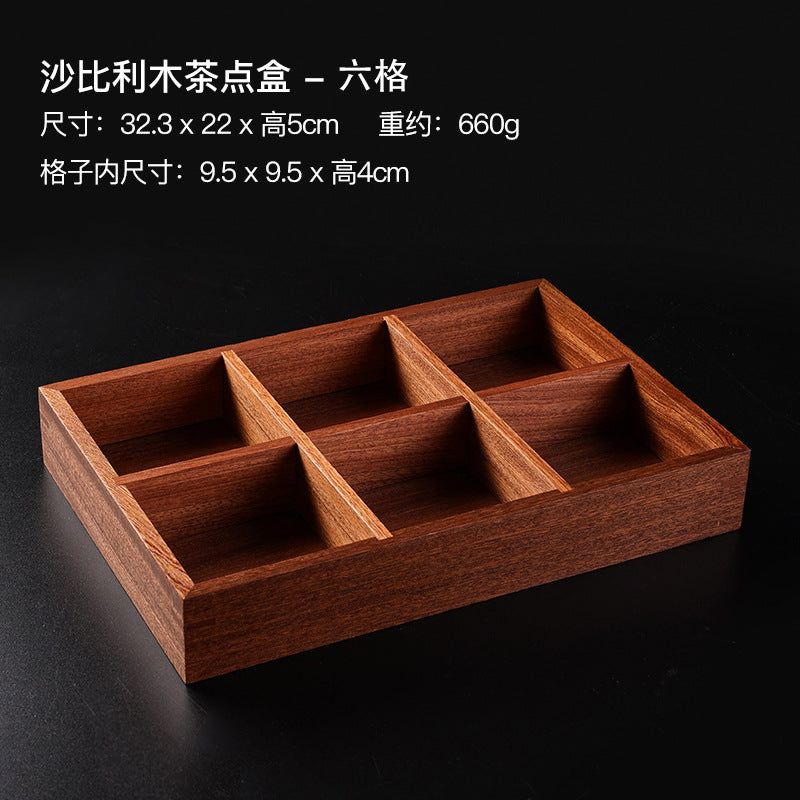 九宫格木制品干果盘新款中式盘子果盘户外陶瓷围炉煮茶托盘碟套装