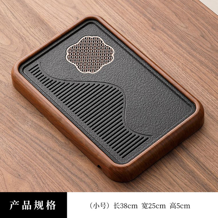 A类仿乌金石方形蓄水茶盘套装防霉家用办公茶台沥水茶具排水托盘