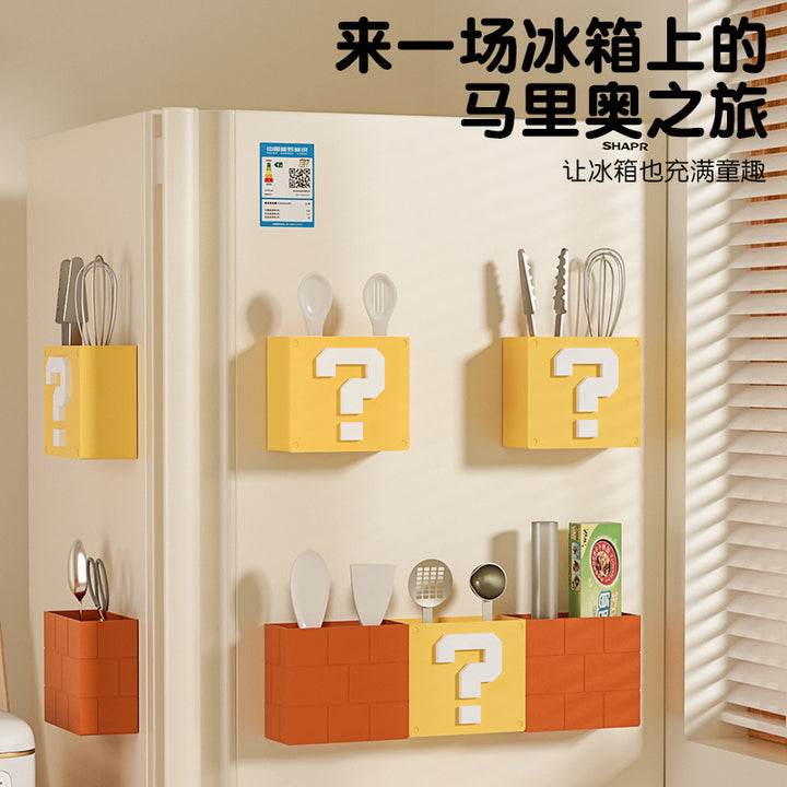 创意马里奥磁吸冰箱收纳盒家用厨房储物磁铁入户门置物盒批发代发
