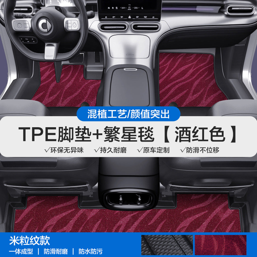 适用于奔驰Smart精灵1号3号5号TPE汽车脚垫全包围包门槛丝圈地垫