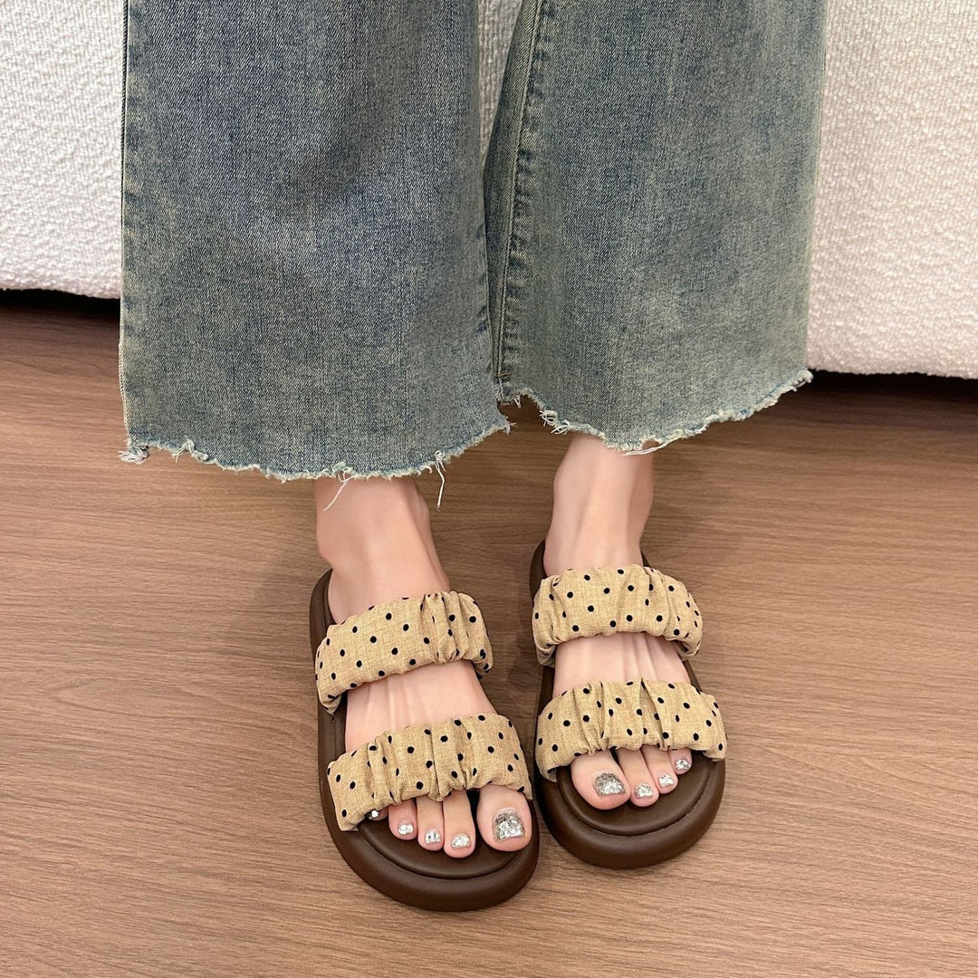 厚底平底凉拖鞋女外穿夏2026新款巨好看不累脚海边沙滩度假风凉鞋