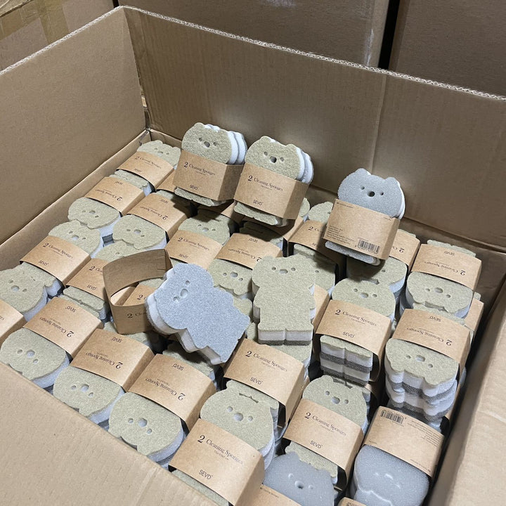 跨境日式小熊海绵擦可爱卡通清洁海绵去污擦厨房清洁双层洗碗海绵