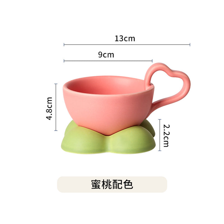 创意咖啡杯碟套装ins风 可爱杯子礼物陶瓷高颜值咖啡杯酸奶早餐杯