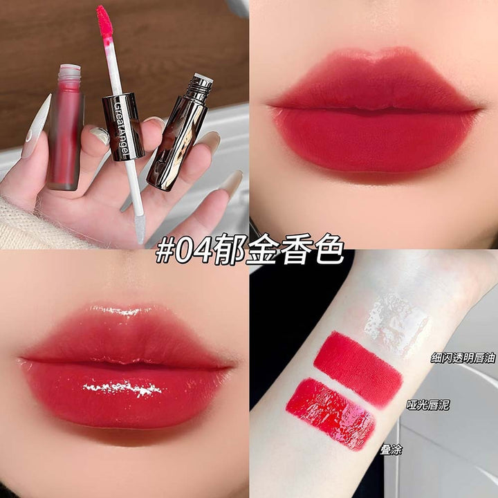 GreatAngel双头持妆唇釉  丝滑细腻哑光雾面水光镜面两用显色彩妆