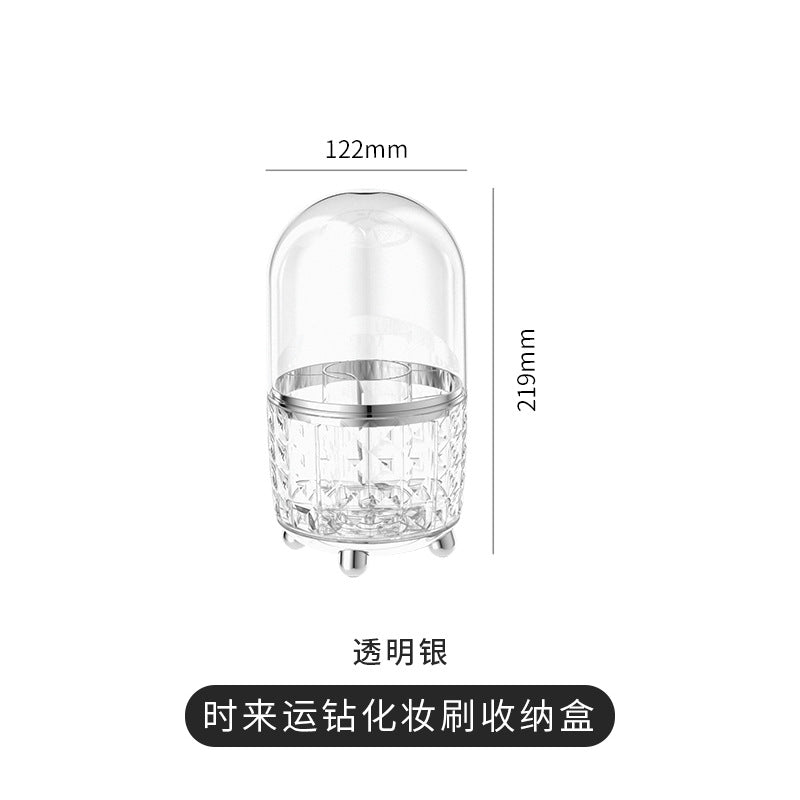 化妆品收纳盒高级感轻奢桌面化妆刷收纳可旋转梳妆台防尘收纳桶