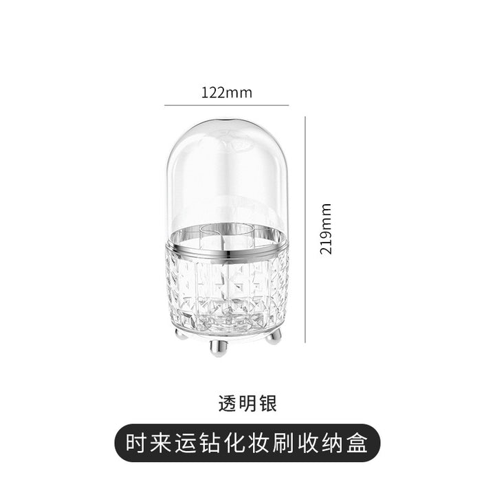 化妆品收纳盒高级感轻奢桌面化妆刷收纳可旋转梳妆台防尘收纳桶