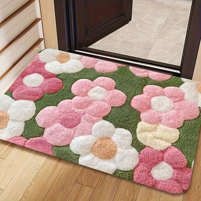 Living Room Floral Non Slip Floor Mat Entryway Entryway Stain Resistant Floor Mat