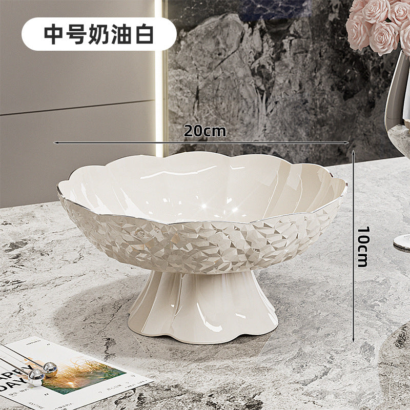 轻奢高档水果盘沥水篮客厅家用茶几高颜值蝴蝶结干果盘糖果摆放盘