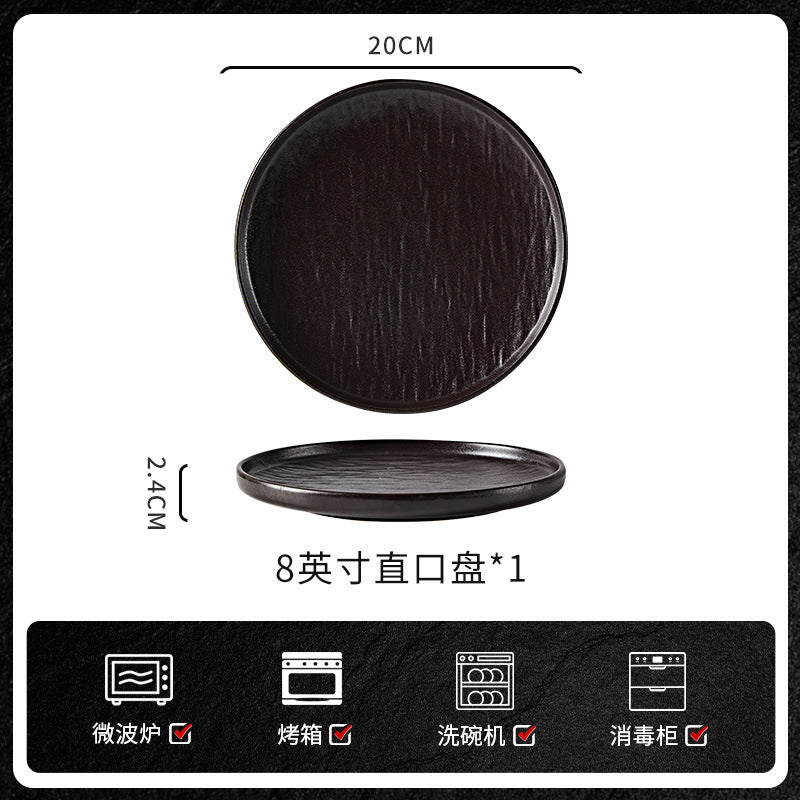 创意黑白陶瓷碗家用高级感餐厅酒店批发陶瓷餐具米饭碗碗碟套装