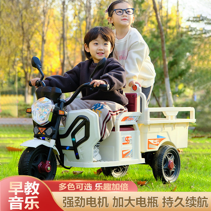 儿童电动三轮车摩托车带斗拖拉机可坐人小孩玩具男女宝宝遥控汽车
