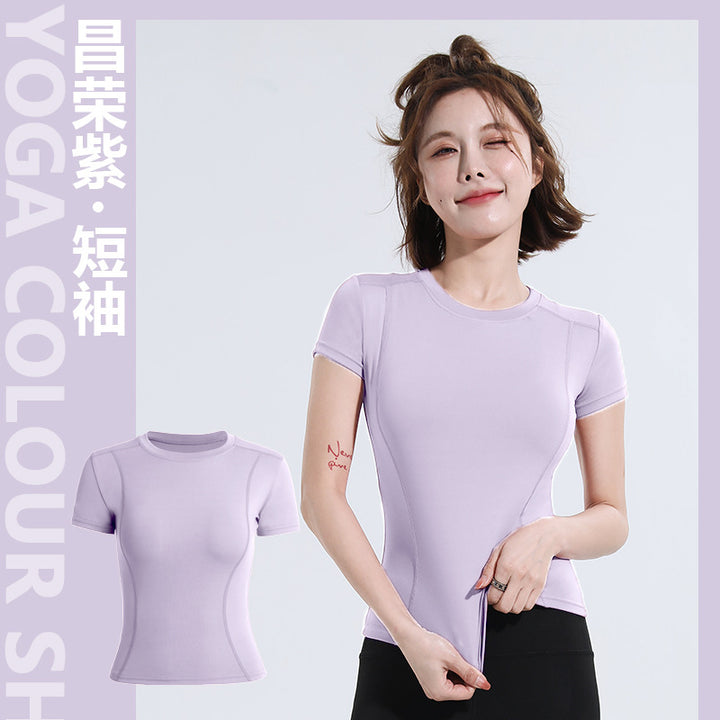 Spring Summer Slim Fit Sports Short Sleeve T Shirt Top Women Fitness Short Sleeve Moisture Wicking