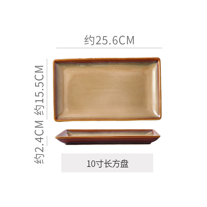 复古碗盘套装 异型大中小碗 日式窑变陶瓷餐具创意酒店牛排盘批发