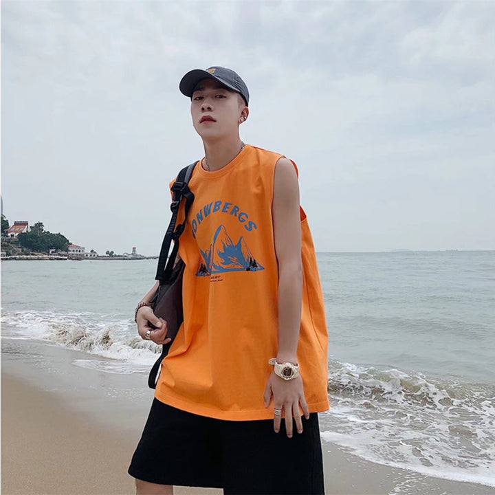 纯棉背心男士夏季ins港风潮流无袖t恤运动潮牌宽松篮球坎肩上衣男