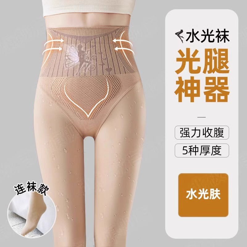 花仙子水光袜光腿神器女冬季连裤袜自然裸感一体裤加绒加厚外穿秋