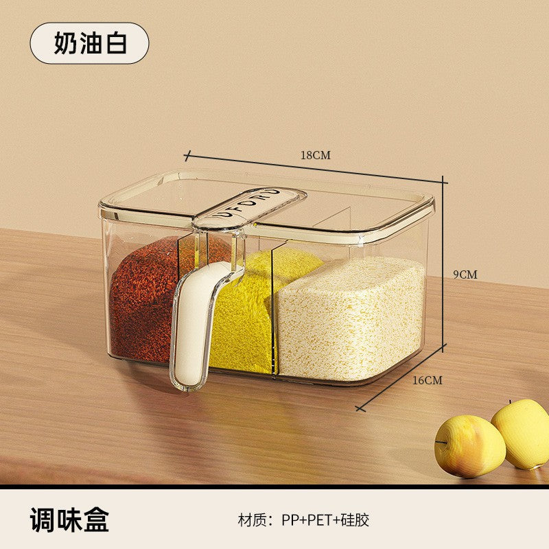调料盒组合套装家用厨房用品盐糖味精四格收纳一体多格轻奢调味罐