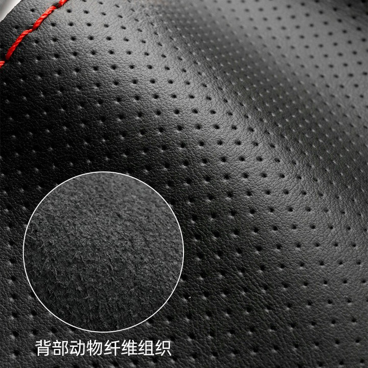 Steering Wheel Cover Top Layer Cowhide Moisture Wicking Breathable Durable Non Slip All Season Universal Gri