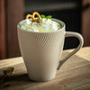 精致简约浮雕竖纹马克杯复古陶瓷杯子办公室水杯高级感咖啡杯家用