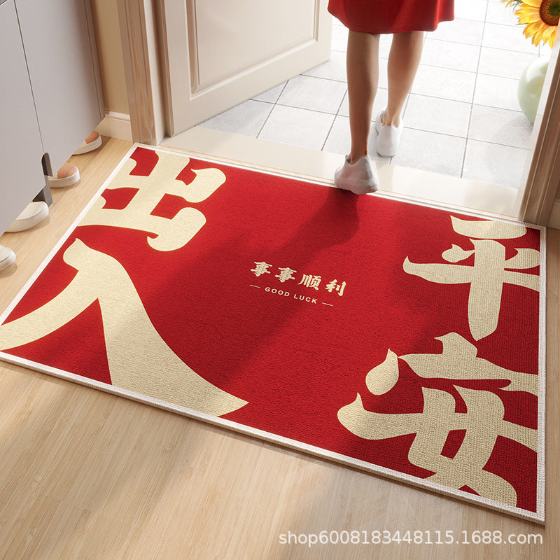 圈绒红色玄关入户地垫跨境高级门垫门口换鞋垫新年免洗防滑脚垫