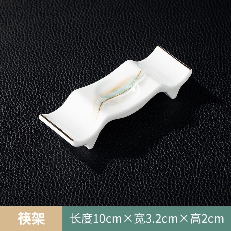 高档酒店摆台骨瓷餐具套装饭店会所私房菜包厢招待金边碗碟四件套