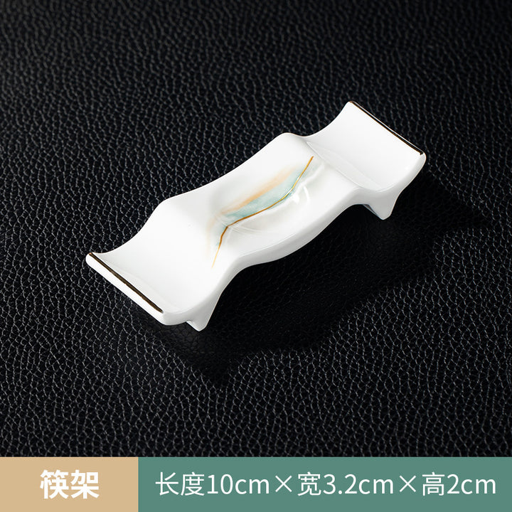 高档酒店摆台骨瓷餐具套装饭店会所私房菜包厢招待金边碗碟四件套