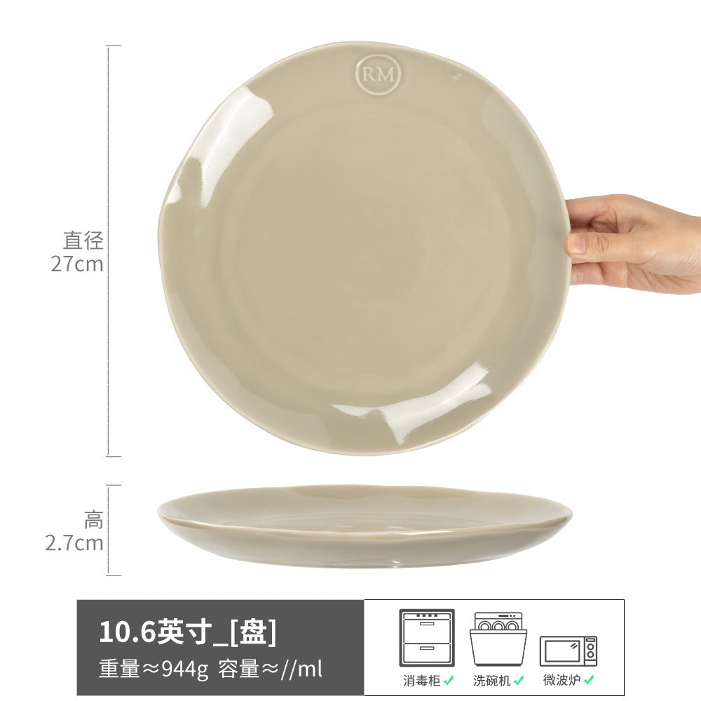 高颜值牛排盘陶瓷菜盘浅盘家用西餐盘圆形餐盘大盘子创意托盘批发