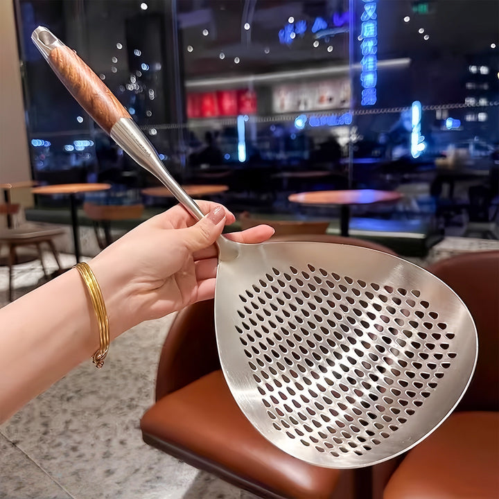 Large Stainless Steel Strainer Ladle – Food-Grade Thickened Kitchen Dumpling Skimmer
