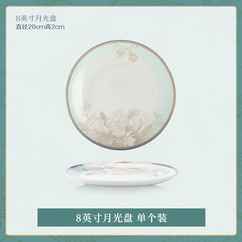 碗碟套装家用景德镇中式轻奢乔迁送礼陶瓷碗盘景德镇骨瓷餐具定制