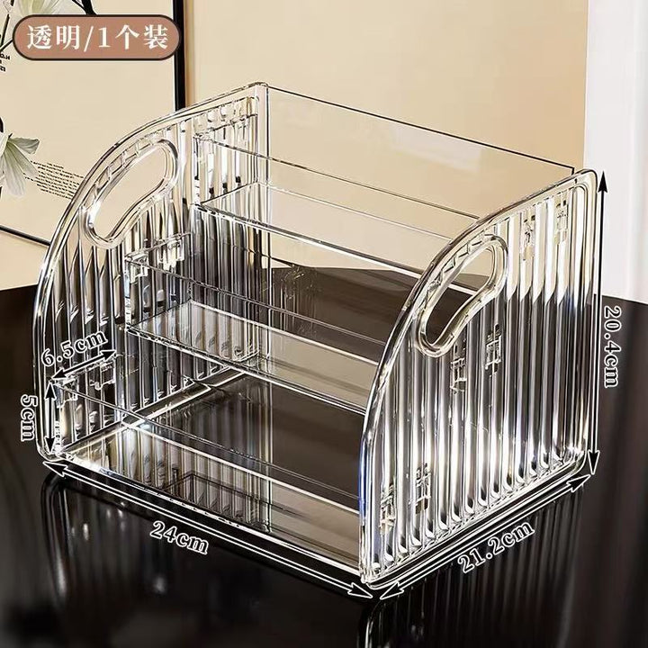 化妆品收纳盒桌面梳妆台透明亚克力台面阶梯多层香水护肤品置物架