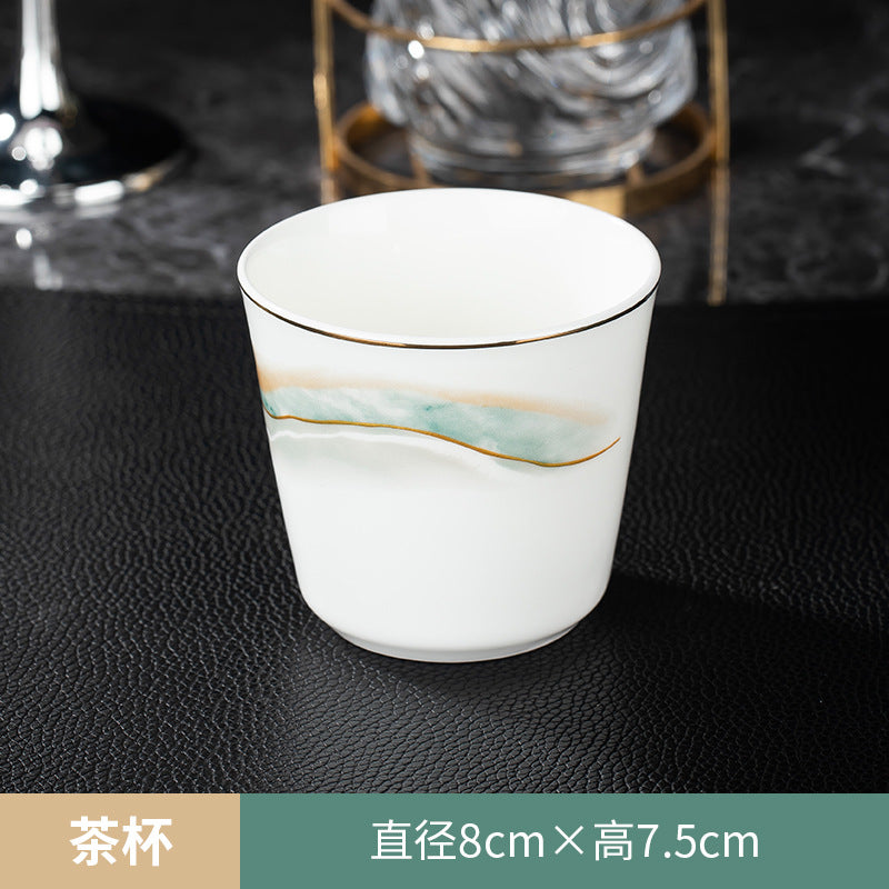 高档酒店摆台骨瓷餐具套装饭店会所私房菜包厢招待金边碗碟四件套
