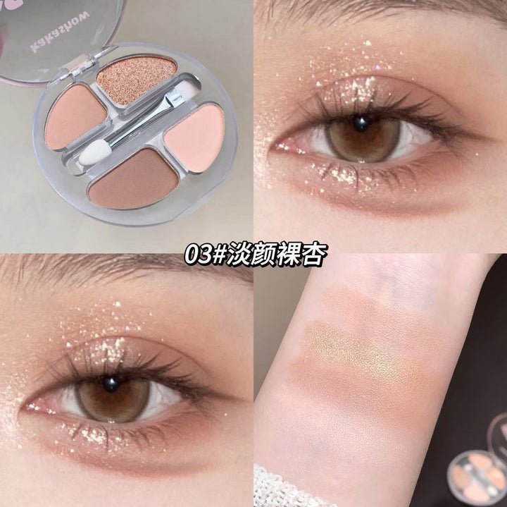 kakashow灵动四色卧蚕盘哑光闪粉自然立体提亮综合盘带双头刷眼影