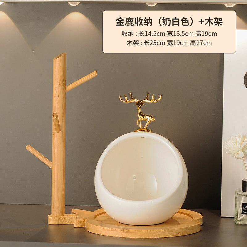 入户玄关门口钥匙收纳摆件现代简约家居装客厅鞋柜装饰品置物福气