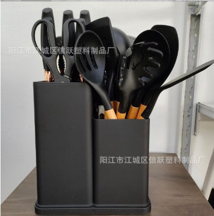 厨房刀具套装耐热硅胶厨具木柄厨师刀粘锅铲勺白色粉色情人节礼物