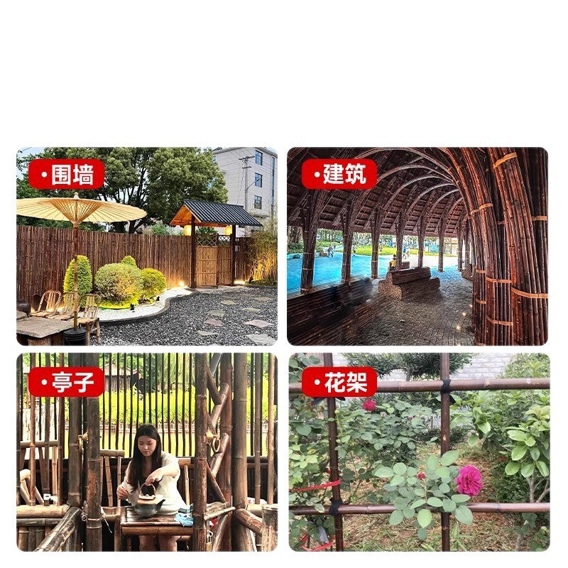 碳化竹竿防腐竹子庭院装饰围栏竹篱笆隔断民宿搭架菜园竹杆爬藤架