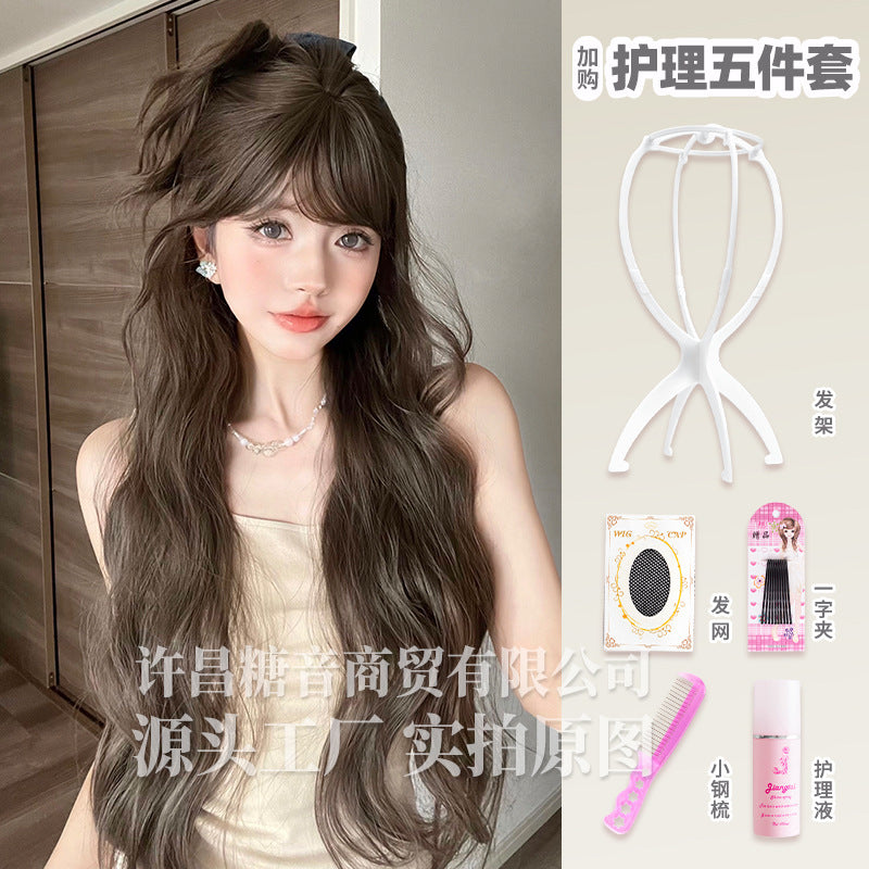 糖音假发女长卷发lolita逼真空气刘海假发全头套式假发