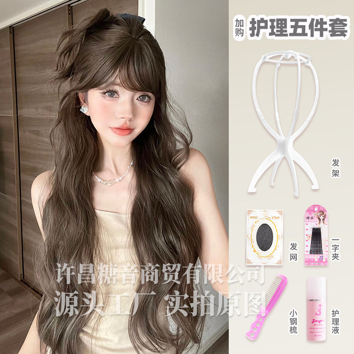糖音假发女长卷发lolita逼真空气刘海假发全头套式假发