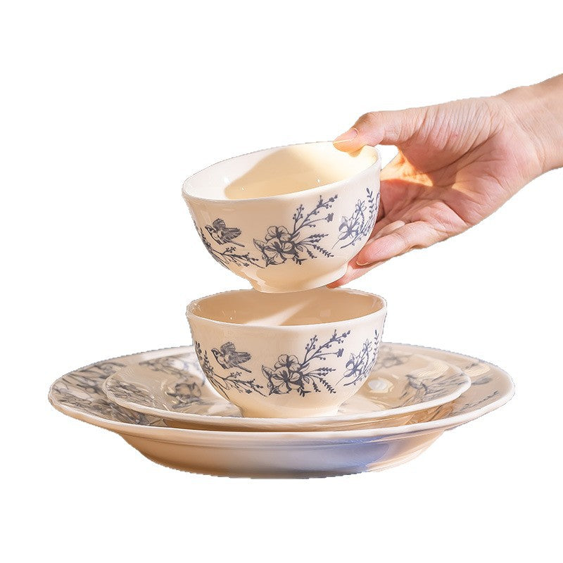 康陌（KANGMO）釉下彩陶瓷碗家用餐具高级感小众碗盘筷轻奢高级感
