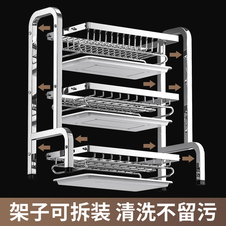 碗盘架子不锈钢厨房碗碟置物架加厚碗筷收纳碗盘架家用碗架沥水架