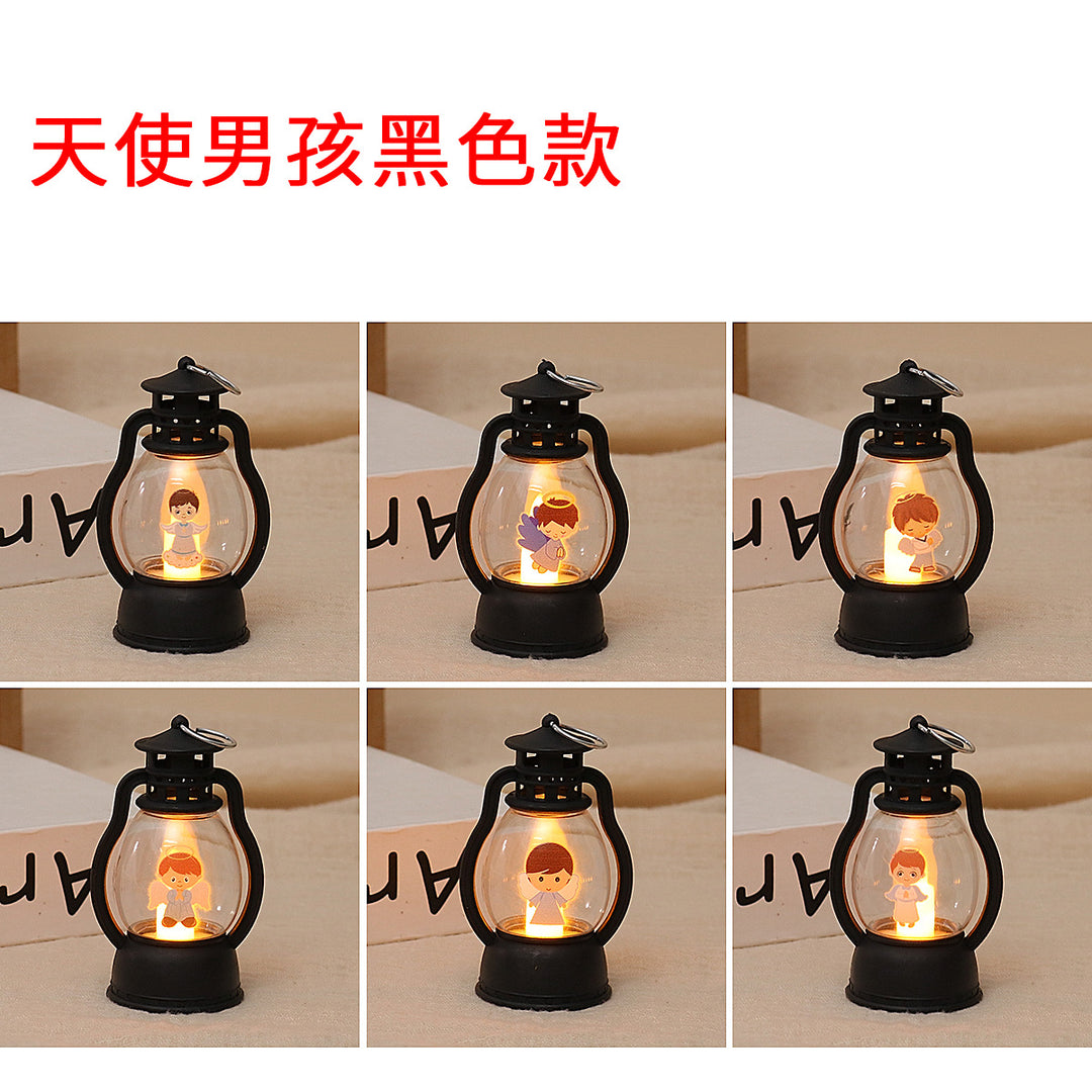 复古迷你小马灯led电子手提蜡烛灯装饰氛围道具灯生日礼物小摆件